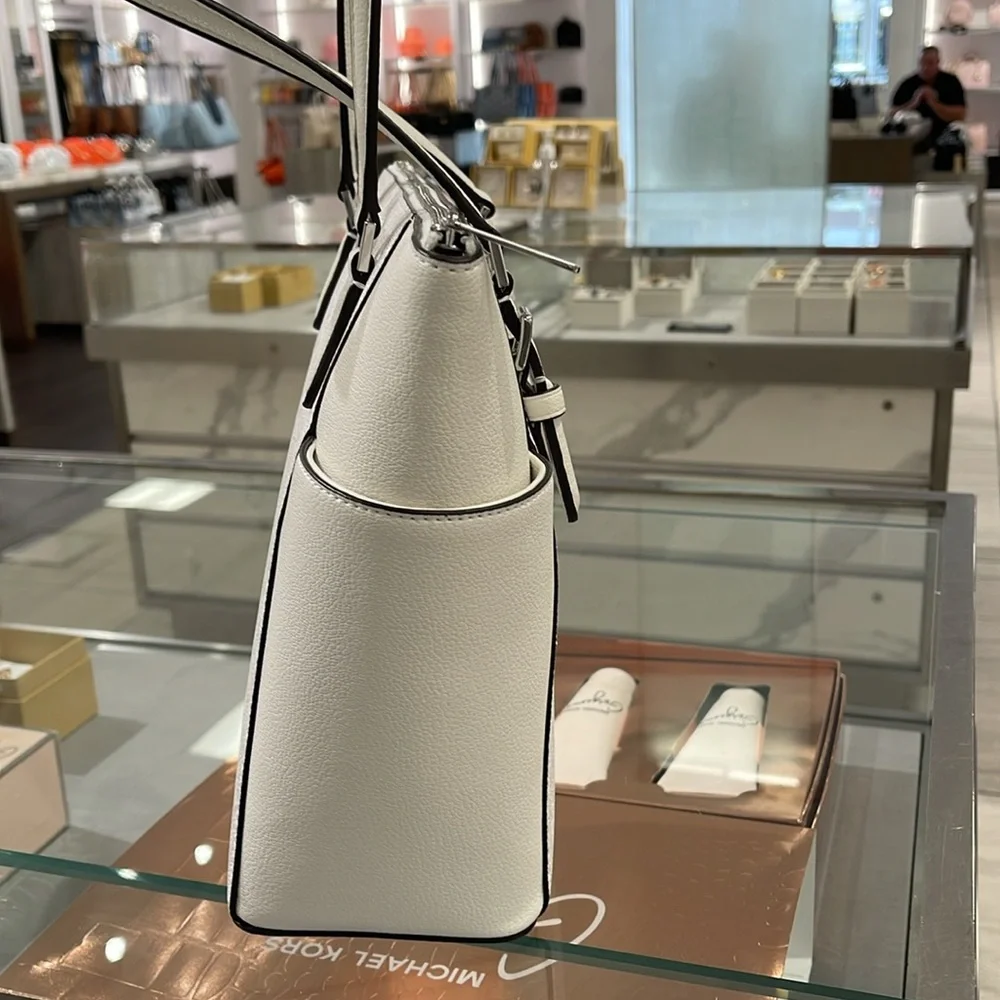 Michael Kors Charlotte Large Logo and Leather Top-Zip Tote Bag
Optic White 
NWT - Picture 4 of 16